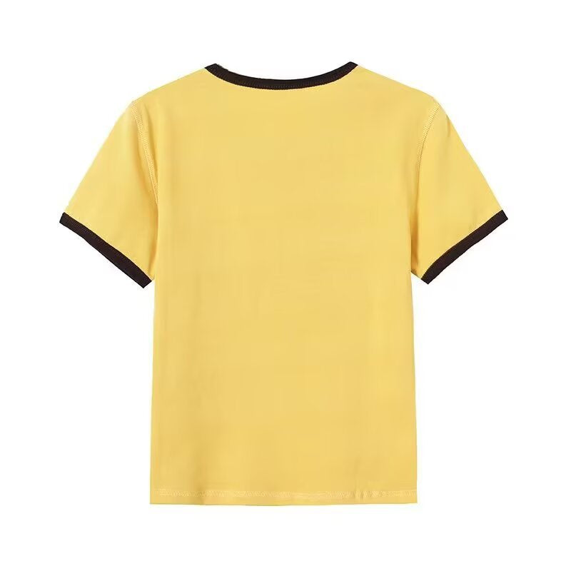 Damen Vintage T-Shirt mit Rundhalsausschnitt und auffälligem Grafikdruck Drune
