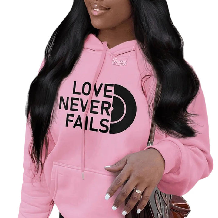 Damen Hoodie mit motivierendem Aufdruck und praktischem Kängurutaschen-Design Drune