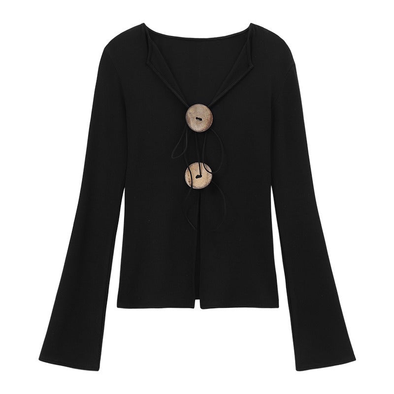 Damen lässige und verspielte Strickjacke mit Lock-Detail Drune