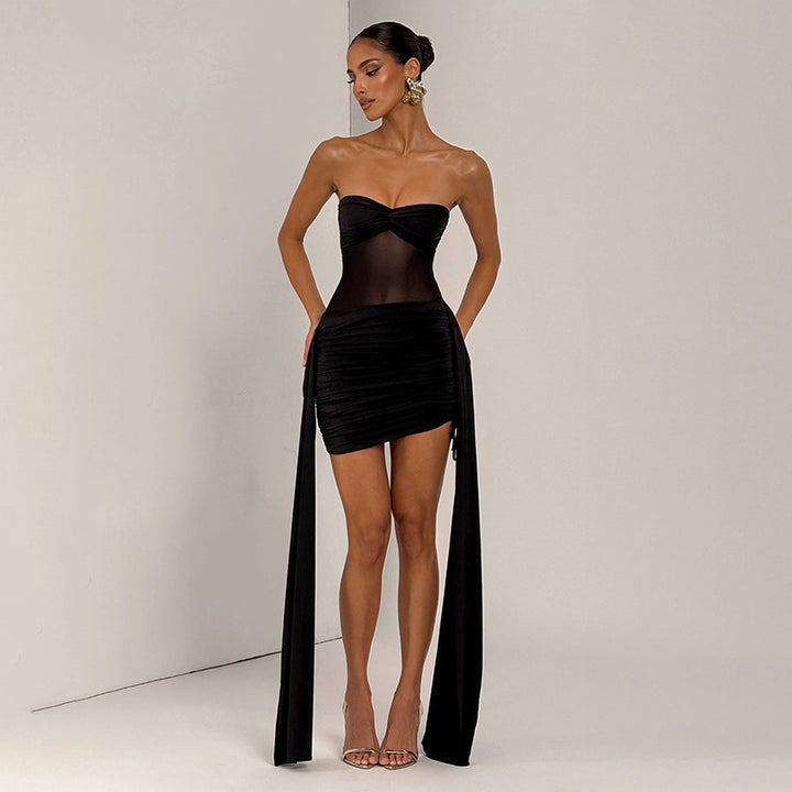 Damen Bandeau Badeanzug mit lässigem Überrock Drune