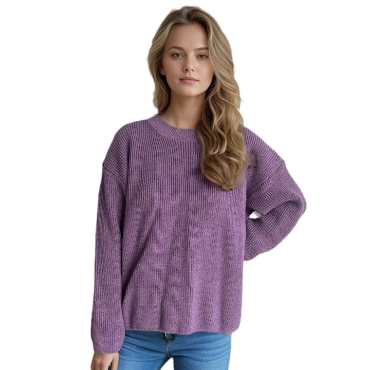Damen gemütlicher Strickpullover mit modernem Rippdesign Drune
