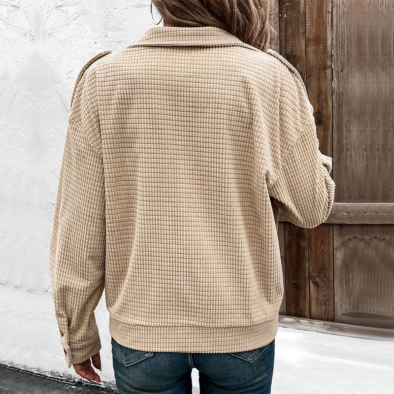 Damen gestepptes Freizeitjacke mit praktischen Taschen und hohem Kragen Drune