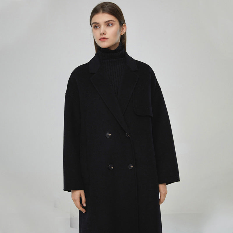 Damen Eleganter und klassischer langer Wollmantel Drune