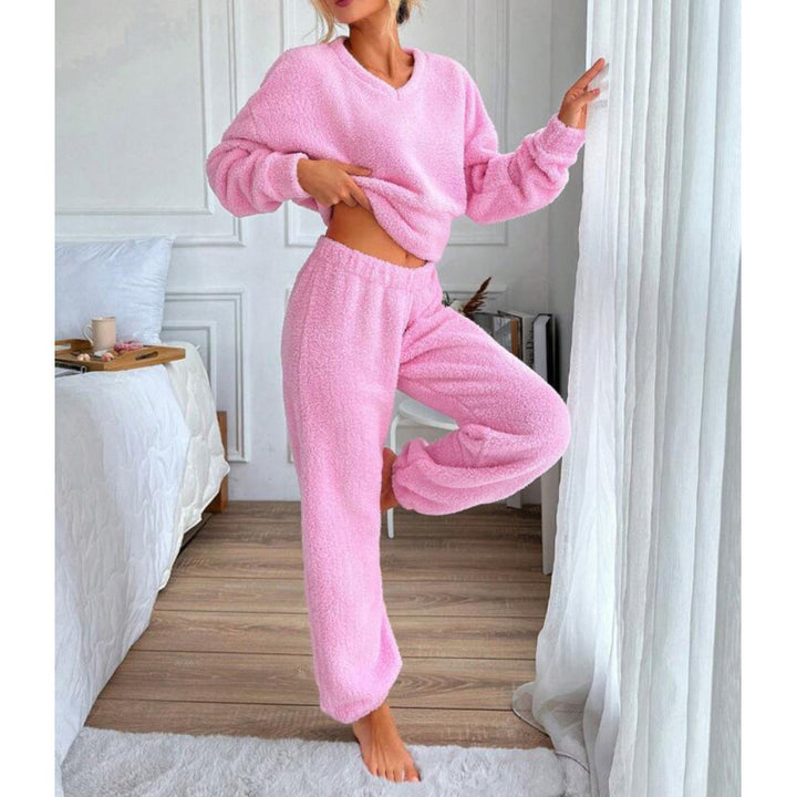 Damen Kuscheliges Fleece-Lounge-Set mit elastischem Bund Drune