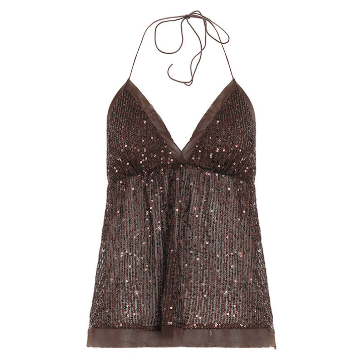 Damen glamouröses Top mit Paillettenverzierung Drune