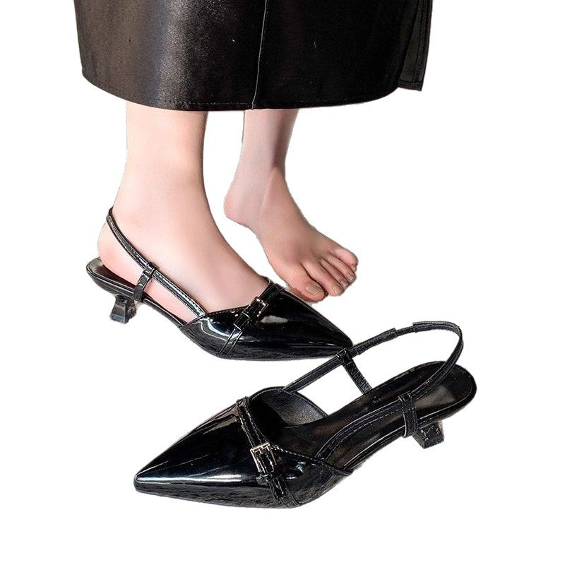 Damen spitze Slingback Ballerinas mit eleganter Schnalle Drune
