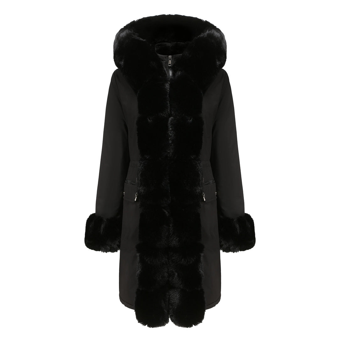 Damen elegante Parkajacke mit luxuriösem Kunstfellbesatz Drune