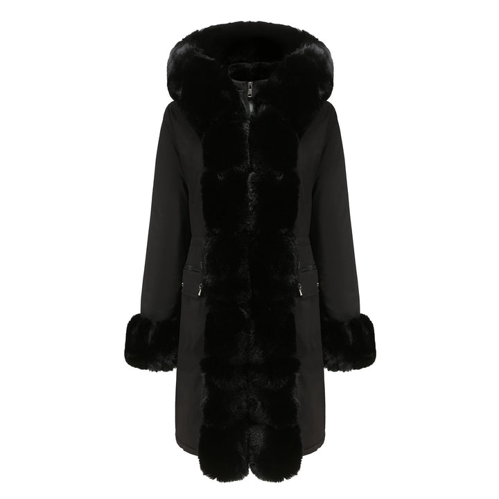 Damen elegante Parkajacke mit luxuriösem Kunstfellbesatz Drune