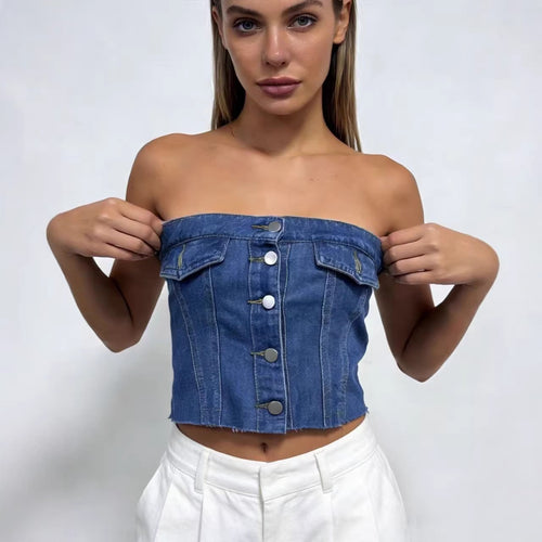 Damen Jeans Bustier Top Drune