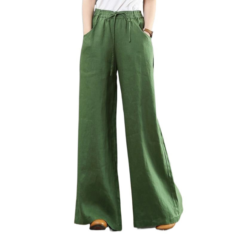Damen Leichte weite Luftige Hose mit elastischem Bund Drune
