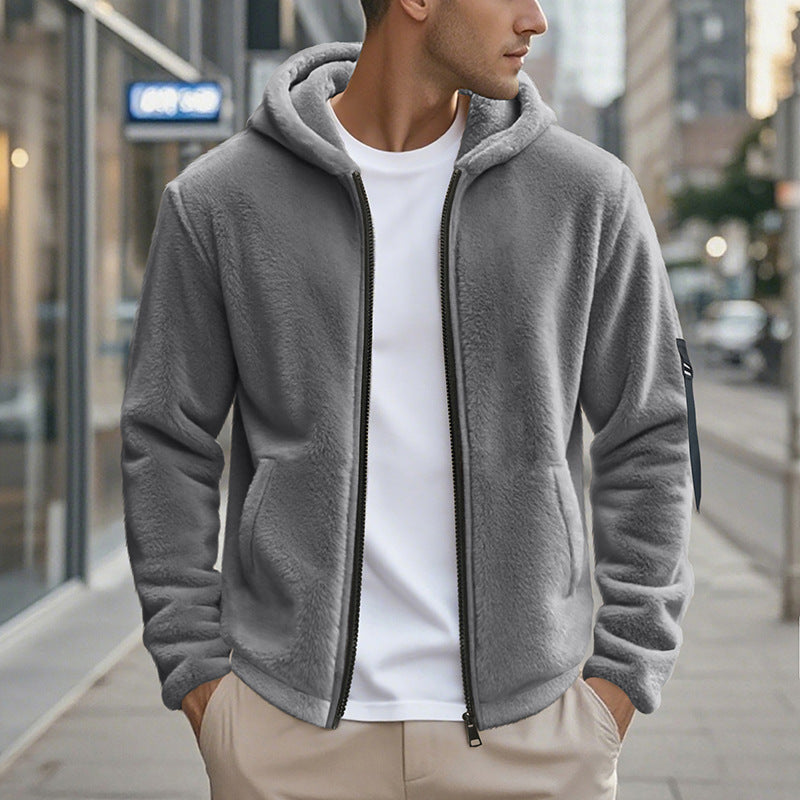 Herren Fleecejacke mit Kapuze und praktischen Taschen Drune