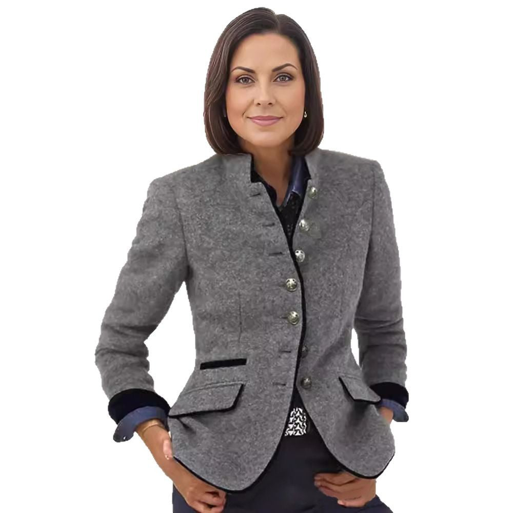 Damen Hochwertiger und eleganter Blazer mit Knopfdetails Drune