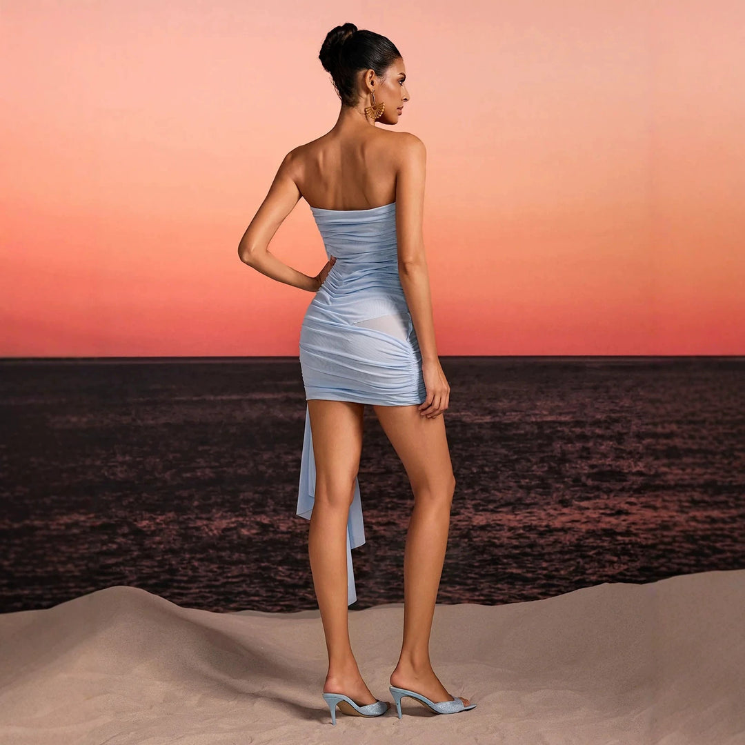 Damen Mini-Designerkleid mit raffinierter Drapierung Drune