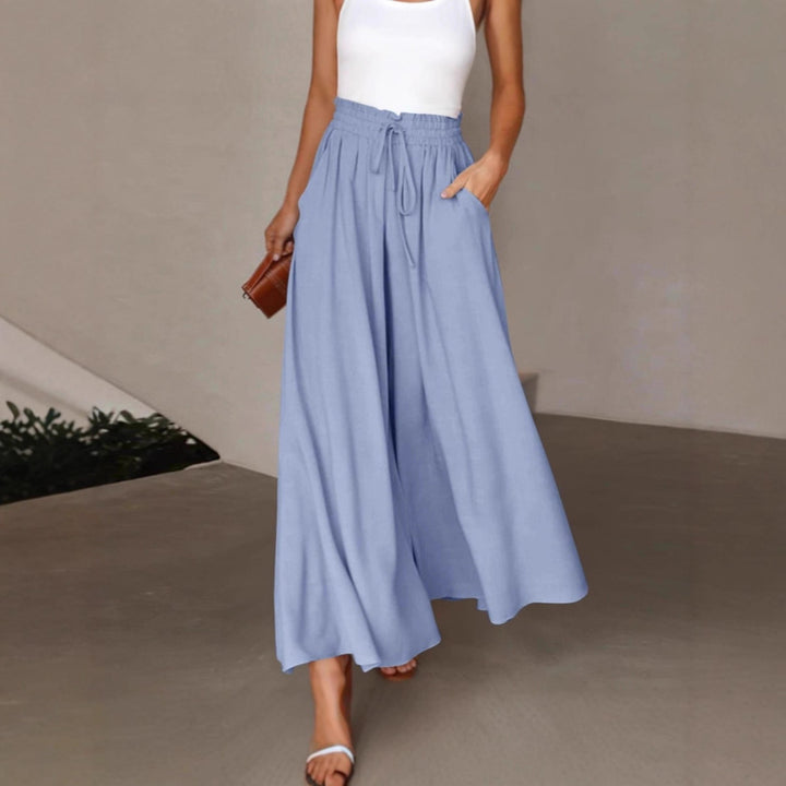 Damen weite Hose mit elastischem Bund und Taschen Drune