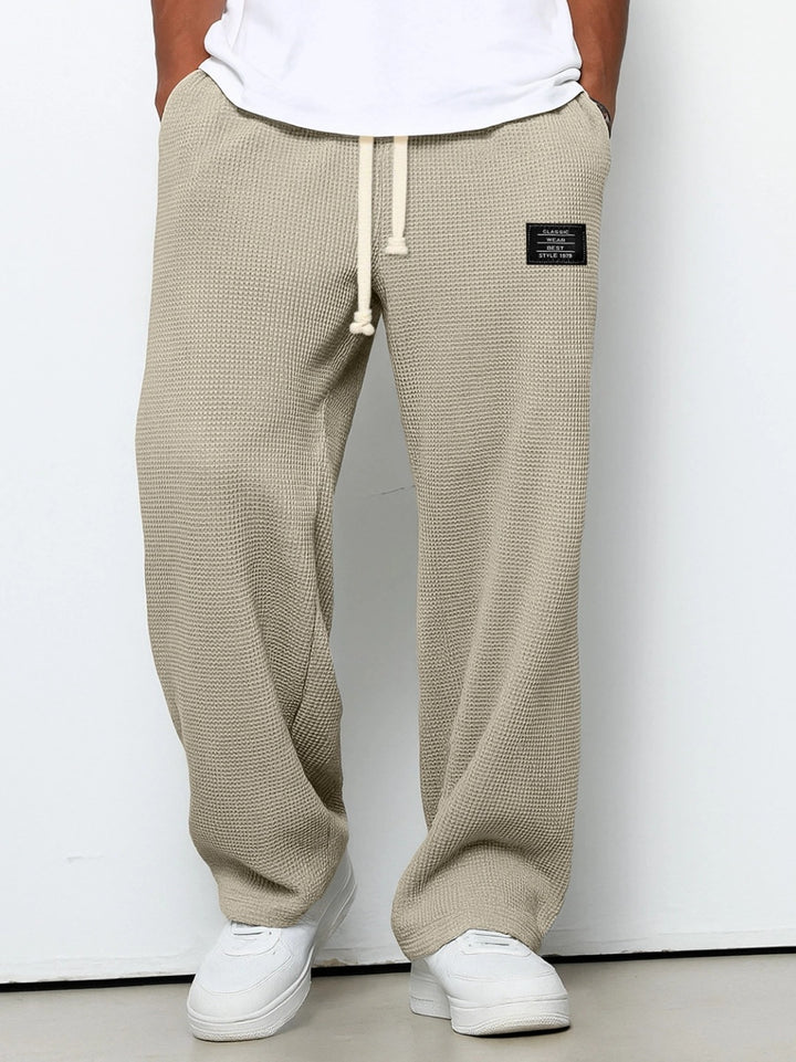 Herren nan lässige Waffelstruktur Lounge-Hose mit Kordelzug, elastischem Bund und weiter Passform Drune