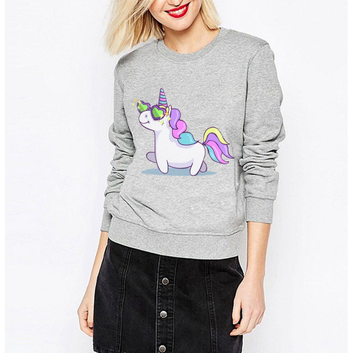 Damen Sweatshirt mit Einhorn-Design und lockerem Schnitt Drune