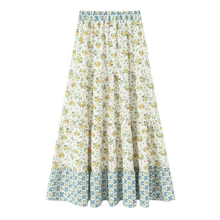 Damen Maxirock mit verspieltem Patchwork-Muster und voluminöser Silhouette Drune
