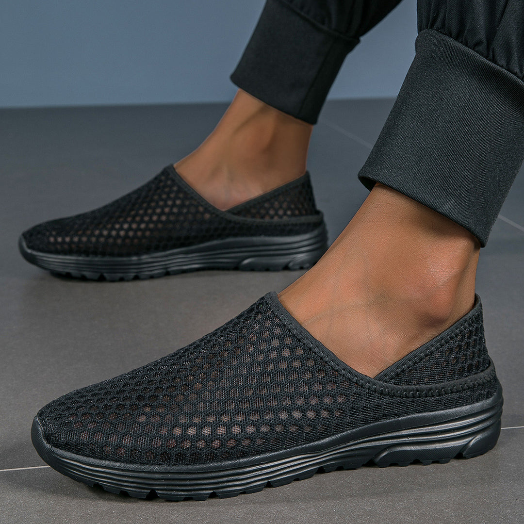 Damen nan luftige Schlupfsneaker mit Honigwaben-Strickoberteil und gedämpfter Komfortsohle Drune