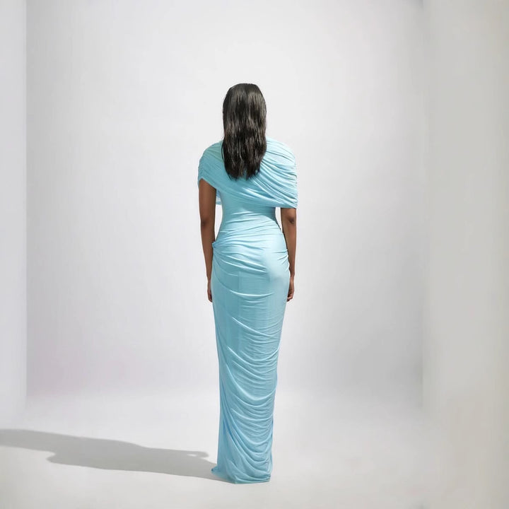Damen Maxikleid mit eleganter Drapierung und asymmetrischen Cut-Outs Drune