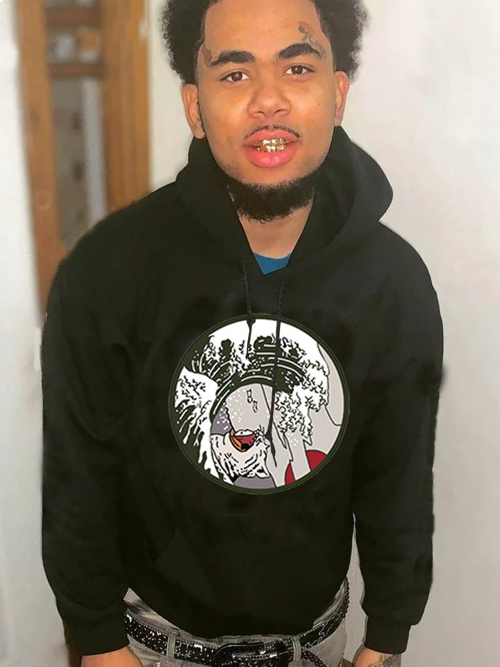 Herren Kapuzenpullover mit kreativer Welle Grafik Drune