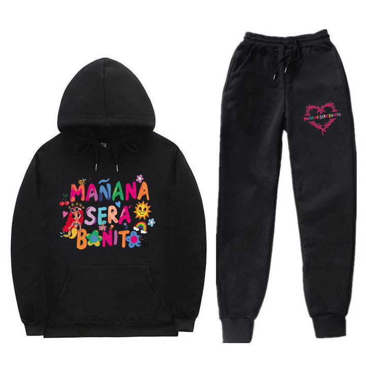 Damen Sweatshirt- und Jogginghose-Set mit buntem Aufdruck Drune