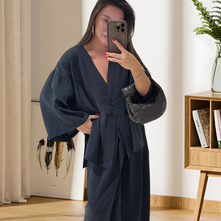 Damen Elegante Kimono-Jacke mit weiten Ärmeln und lockerer Passform Drune