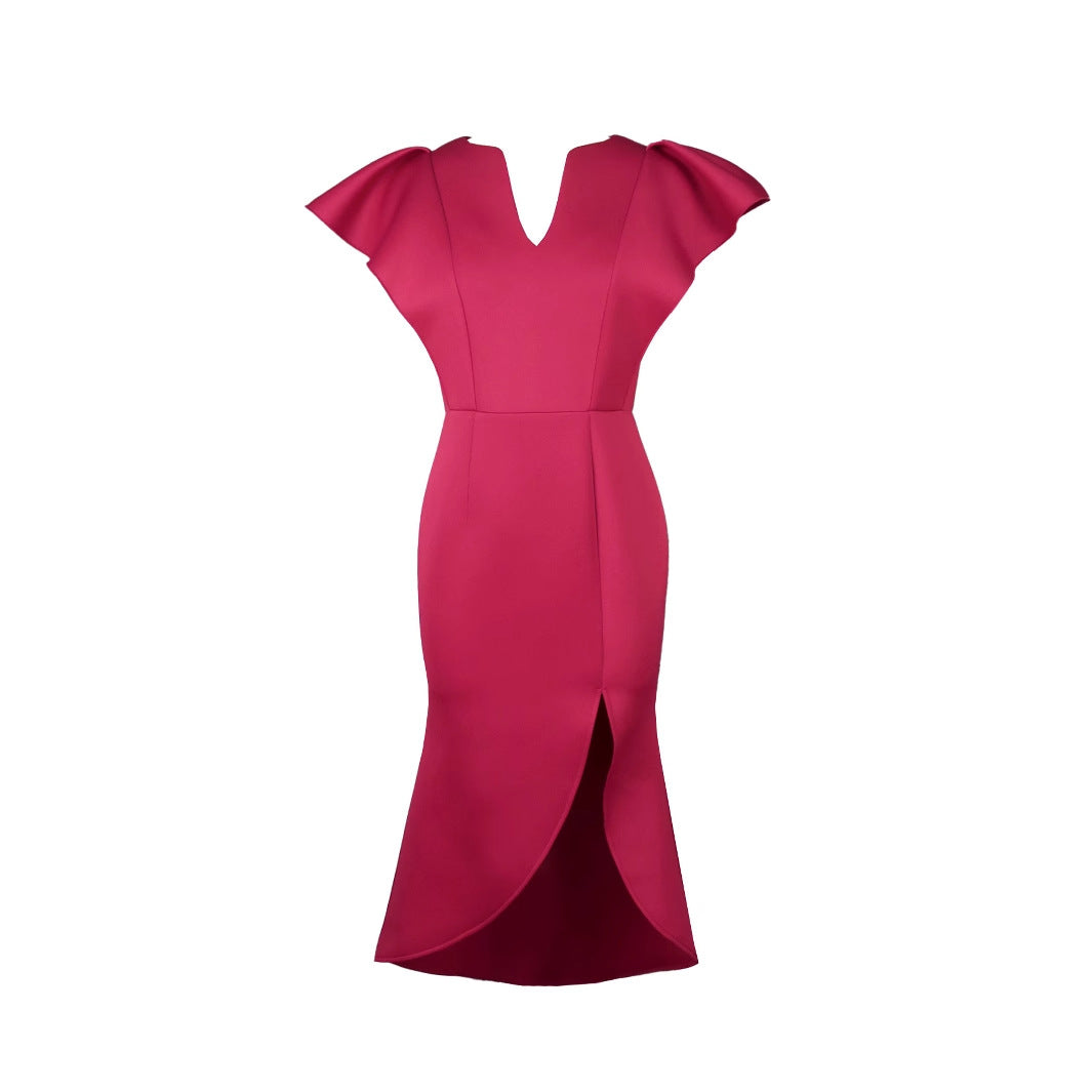 Damen Elegantes Etuikleid mit voluminösen Ärmeln Drune