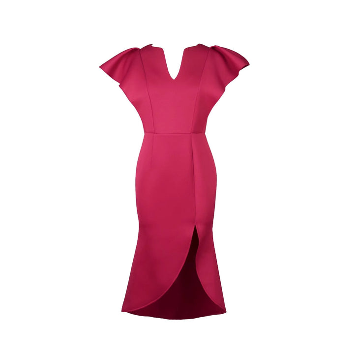 Damen Elegantes Etuikleid mit voluminösen Ärmeln Drune