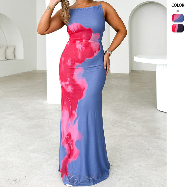 Damen Elegantes Maxikleid mit floralem Print und schmalen Trägern Drune