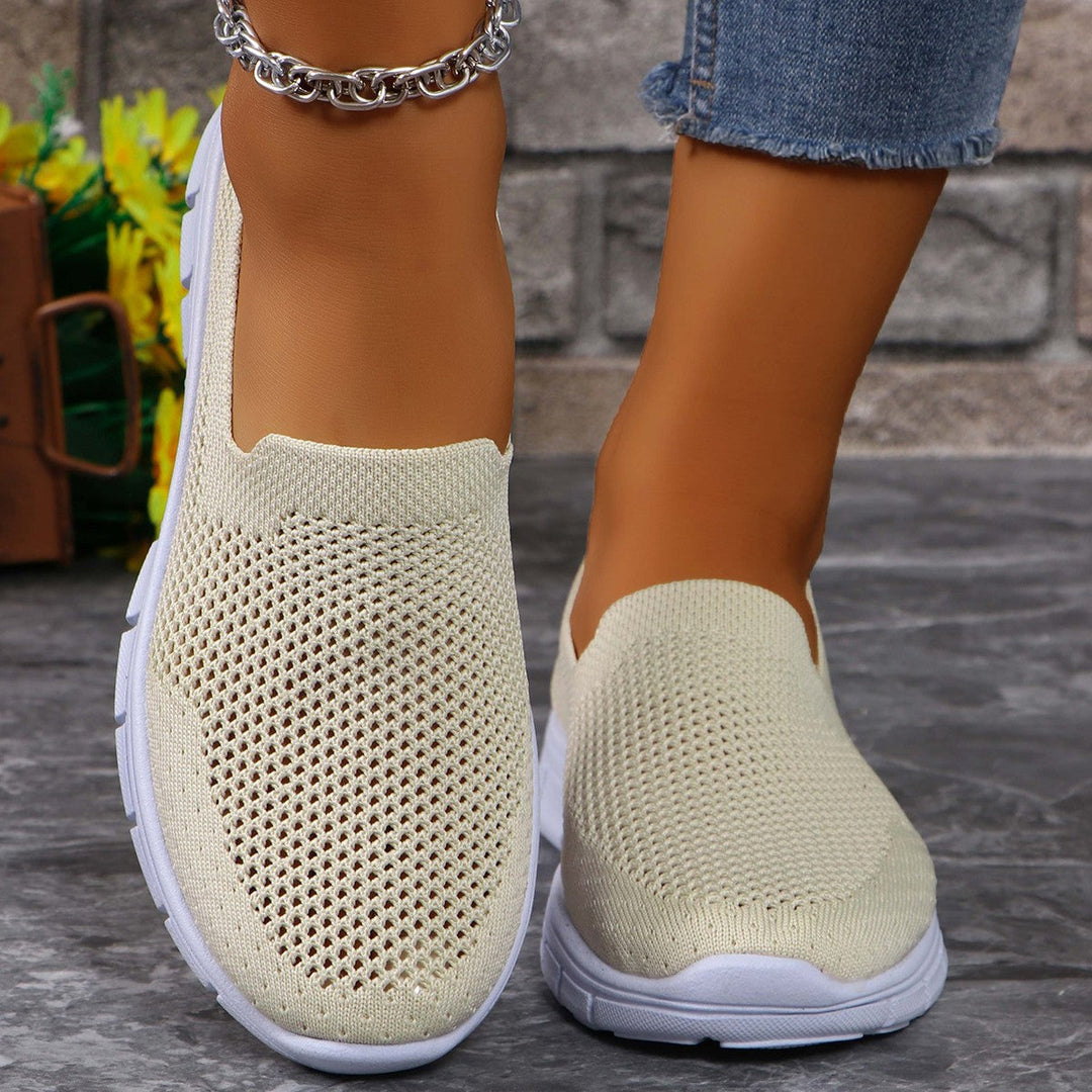 Damen Slip-On Freizeitschuhe mit atmungsaktiver Netzstruktur Drune