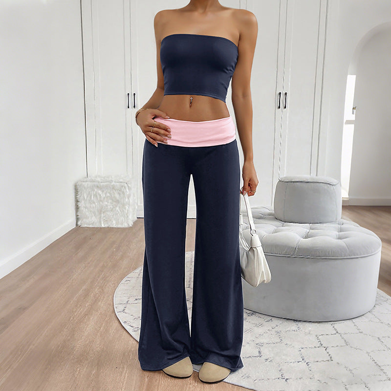 Damen Lounge-Set mit Bandeau-Oberteil und weiter Hose Drune