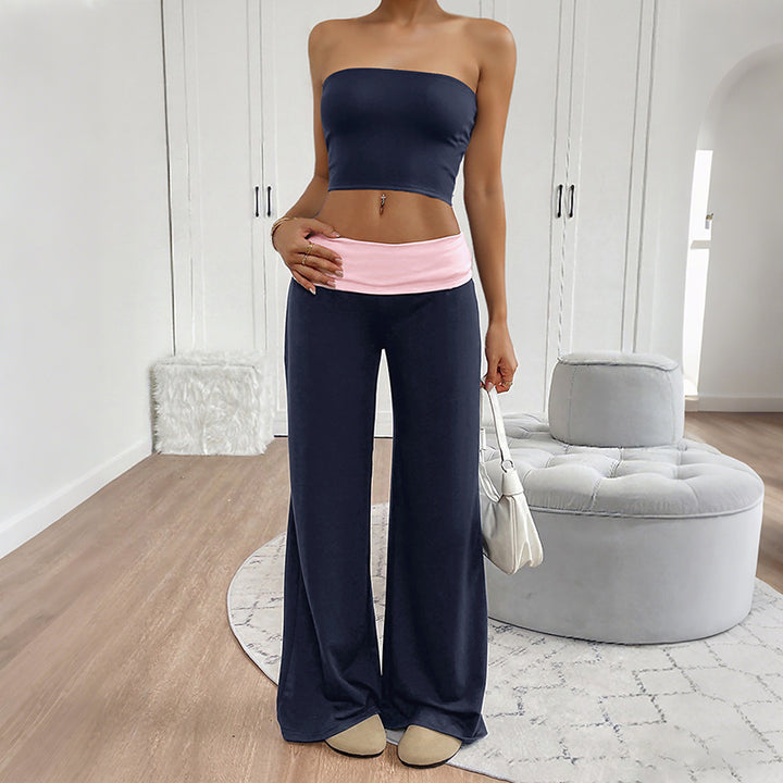 Damen Lounge-Set mit Bandeau-Oberteil und weiter Hose Drune