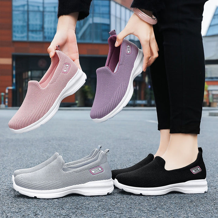 Damen nan nahtloser Strick-Slip-On Walking-Sneaker mit ergonomischer Memory-Fußbett-Einlage Drune