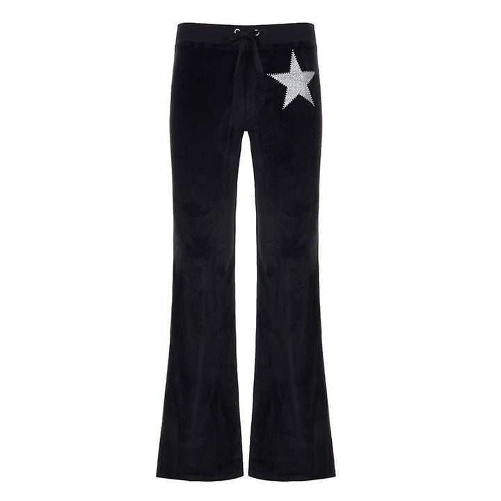 Damen elegante Schlaghose mit Glitzerstern-Detail Drune