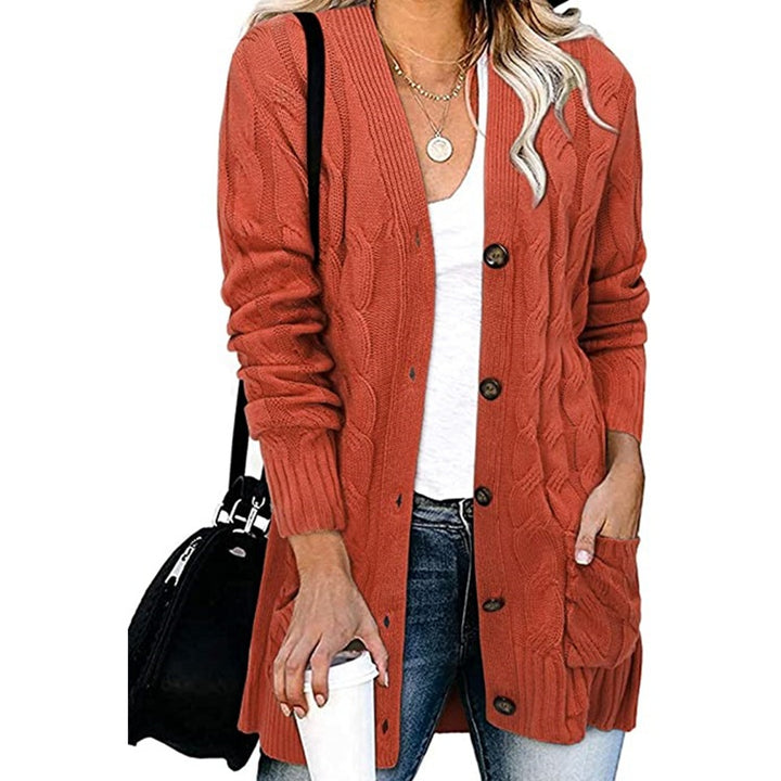 Damen Grobstrickjacke mit großen Knöpfen und tiefen Taschen Drune