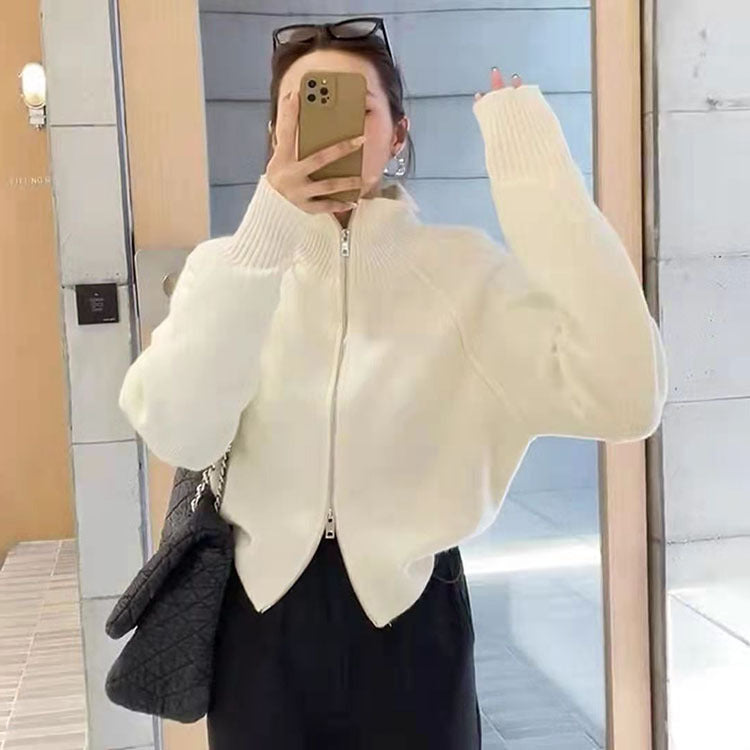 Damen Strickjacke mit hochwertigem Reißverschluss und Stehkragen Drune