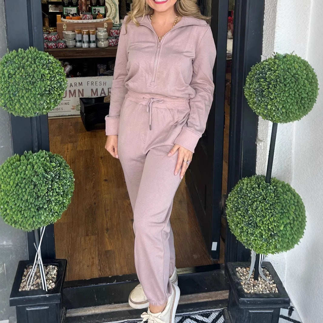 Damen Freizeit-Jumpsuit mit modischem Stehkragen und praktischen Taschen Drune
