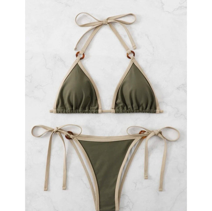 Damen Triangel-Bikini mit verstellbaren Bändern und eleganten Akzenten Drune