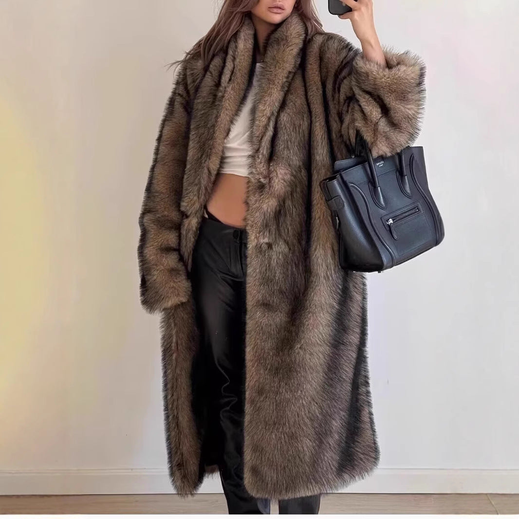 Damen Oversize Kunstpelzmantel Drune