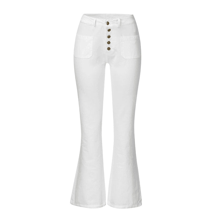 Damen Schlagjeans mit hohem Bund und retro Knopfdetails Drune