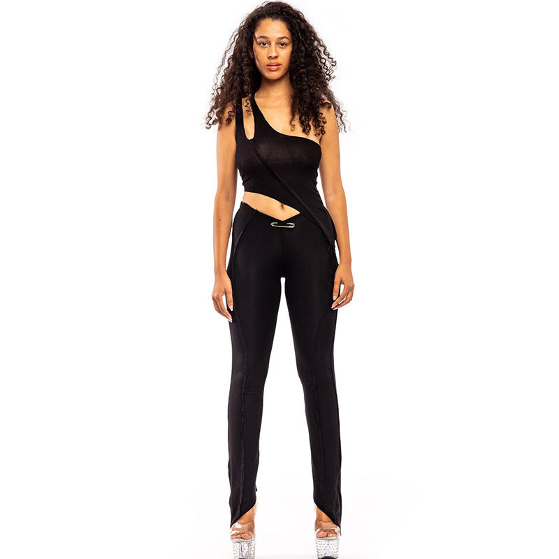 Damen asymmetrischer Jumpsuit mit modischem Cut-Out und eleganter Taillierung Drune
