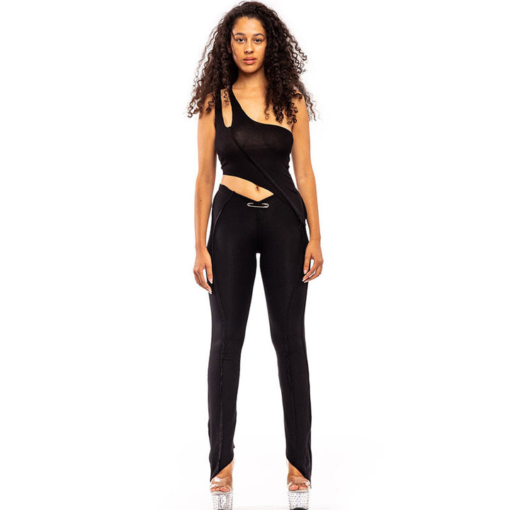 Damen asymmetrischer Jumpsuit mit modischem Cut-Out und eleganter Taillierung Drune