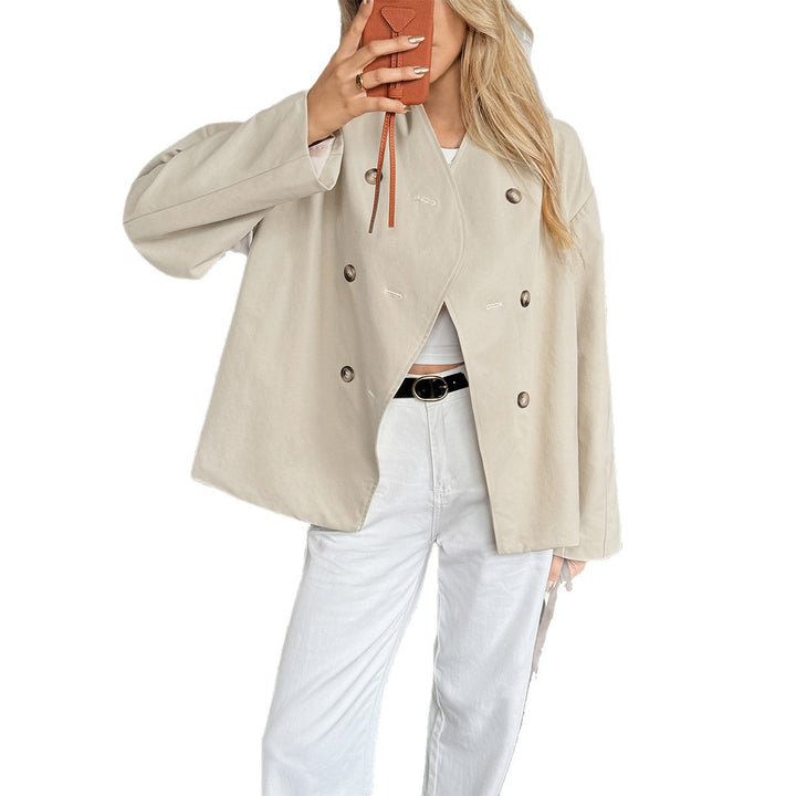 Damen Modischer cropped Blazer mit doppelter Knopfleiste Drune