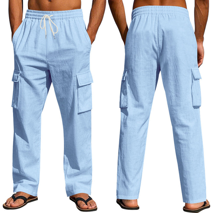 Herren nan leichte Cargohose im Resort-Look mit elastischem Tunnelzug, Mehrfachtaschen und geradem Bein Drune