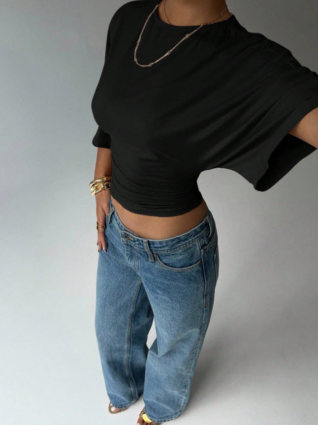 Damen Kurzärmliges Crop-Top Drune