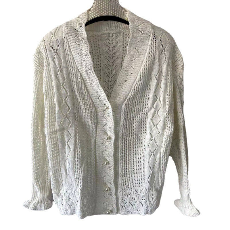 Damen lockere Strickjacke mit elegantem Zopfmuster und großen Knöpfen Drune