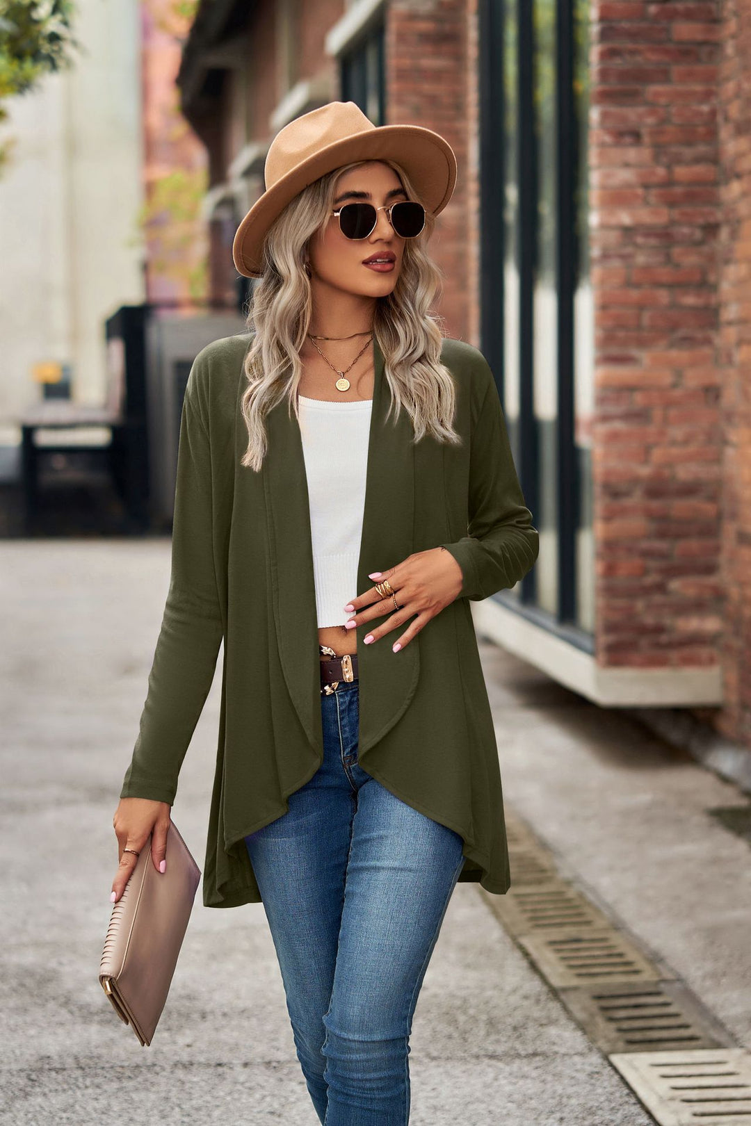 Damen Strickjacke mit asymmetrischem Saum und lässigem Schnitt Drune