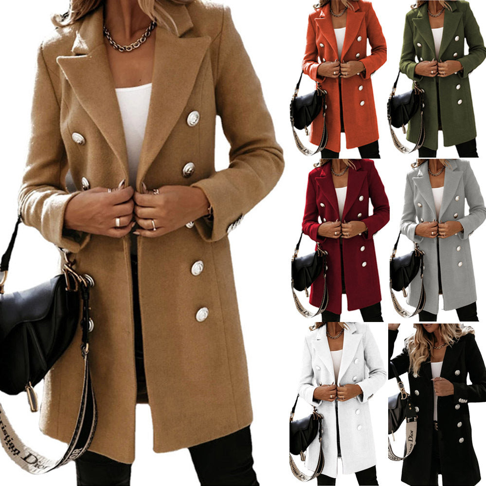 Damen modischer Blazer mit Doppelknebel und eleganten Knöpfen Drune