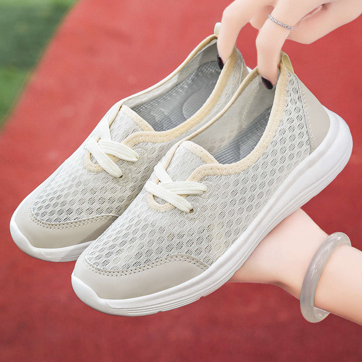 Damen nan atmungsaktiver Everyday-Slipper mit feinem Strickmesh, elastischer Zierschnürung und ergonomischer Dämpfungssohle Drune