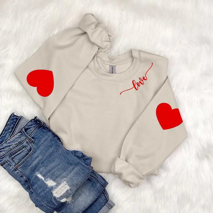 Damen Sweatshirt mit Herzen-Design und lässigem Schnitt Drune